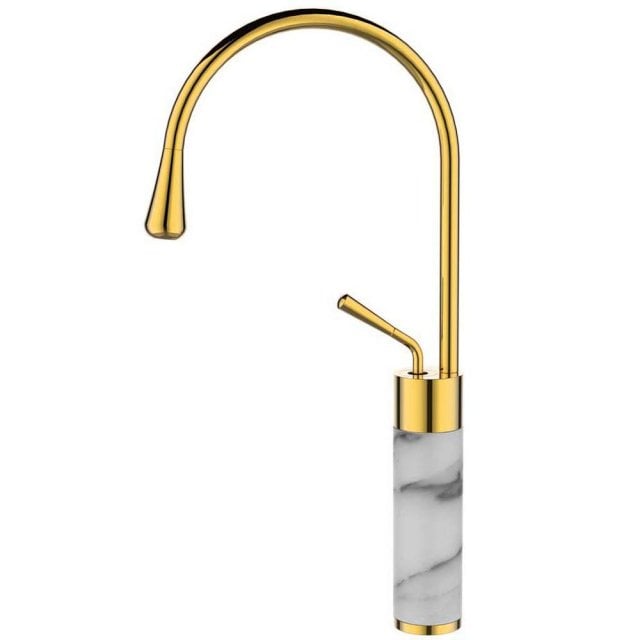 INVENA Bateria umywalkowa stojąca GABRO wysoka biały/złoty BU-33-W13-