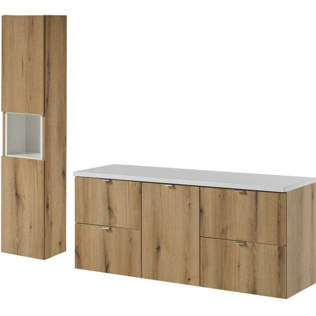 COMAD Zestaw mebli NOVA OAK 2 szafki 50 cm, szafka z koszem, blat WHI