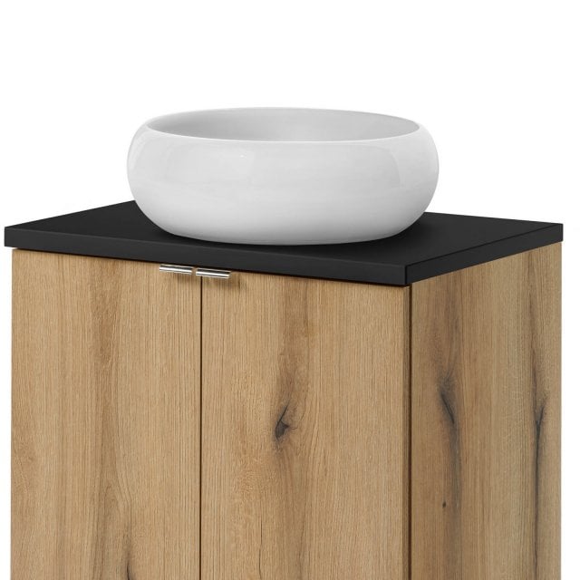COMAD Zestaw mebli NOVA OAK szafka z drzwiami z blatem BLACK 60 cm, u