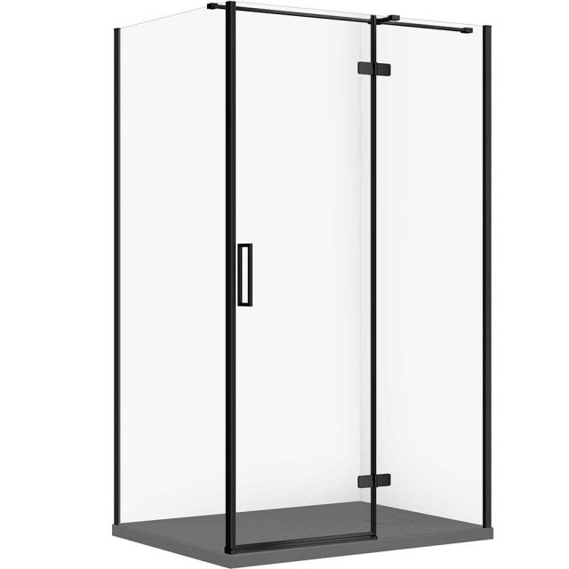 CERSANIT Zestaw kabina prostokątna JOTA prawa 120x90 czarna, brodzik