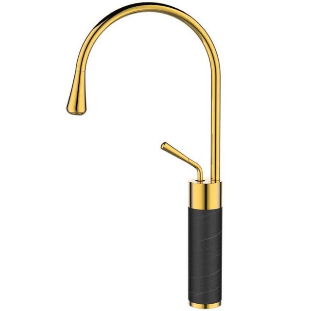 INVENA Bateria umywalkowa stojąca GABRO wysoka czarny/złoty BU-33-W17