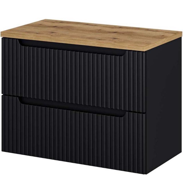 COMAD Szafka podumywalkowa NOVA BLACK z blatem OAK 80 cm