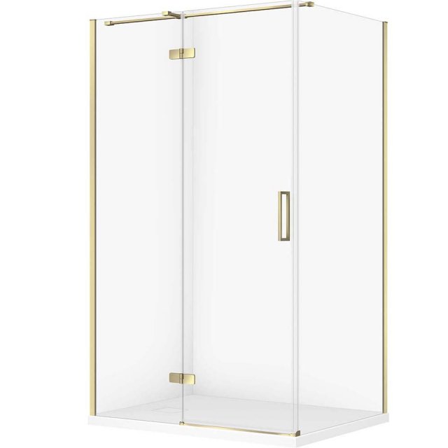 CERSANIT Zestaw kabina prostokątna JOTA lewa 120x90 złota, brodzik TA