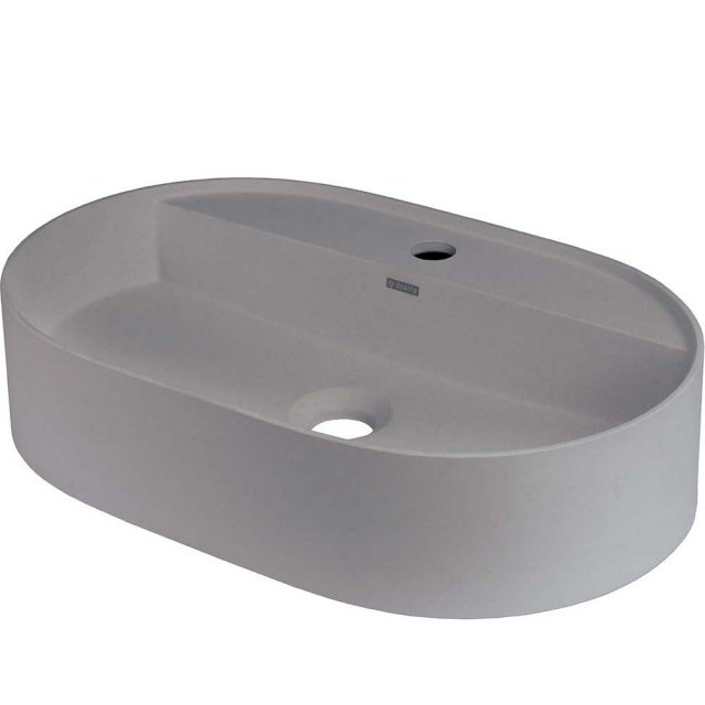 DEANTE Umywalka nablatowa SILIA granitowa owalna z wyspą na baterię s