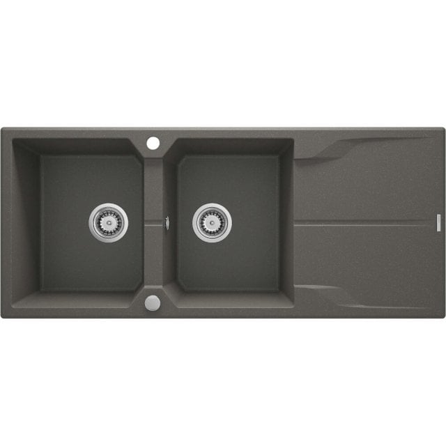 DEANTE Zlewozmywak granitowy ANDANTE 2-komorowy z ociekaczem antracyt