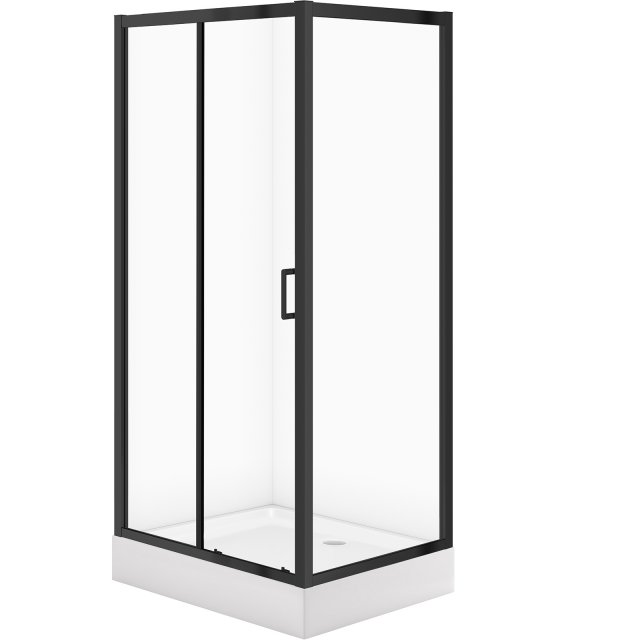 CERSANIT Zestaw kabina ARTECO prostokątna 100x80x190 czarna z brodzik