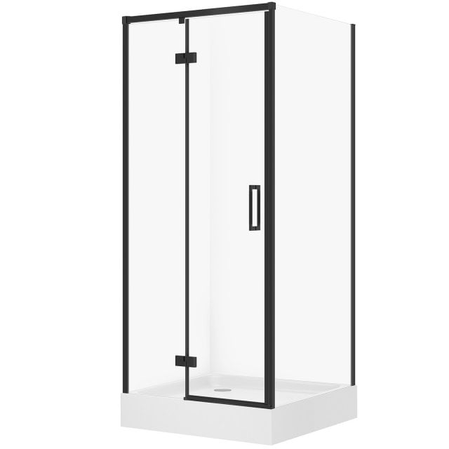 CERSANIT Kabina prysznicowa LARGA lewa 80x80x195 czarna z brodzikiem