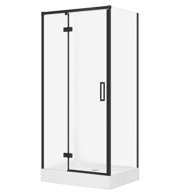 CERSANIT Kabina prysznicowa LARGA lewa 100x80x195 czarna z brodzikiem
