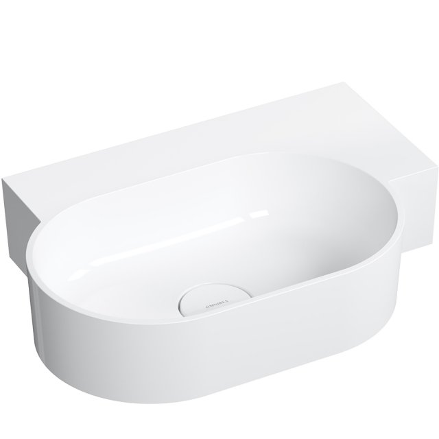 OMNIRES Umywalka nablatowa OVO M+ wisząca-prawa 55x38 cm biały połysk