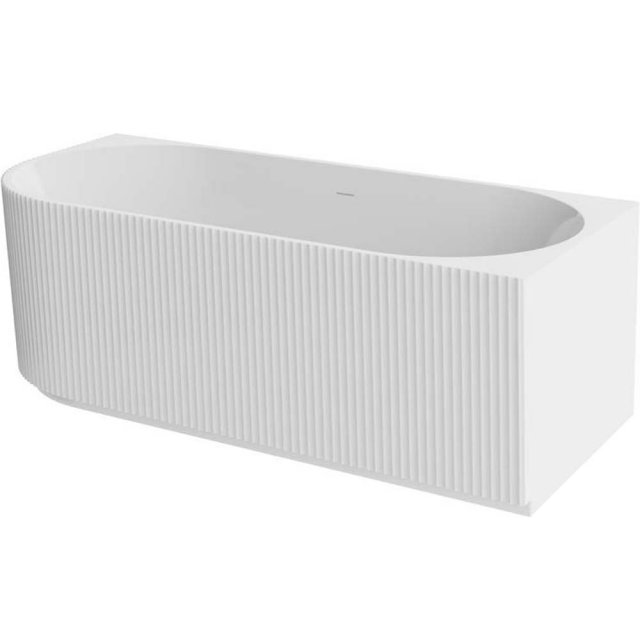 BESCO Wanna narożna DENAYA 170 prawa biała z syfonem klik-klak czarny