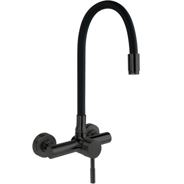 DEANTE Bateria kuchenna ścienna LUNO z giętą wylewką nero BOC_N80M