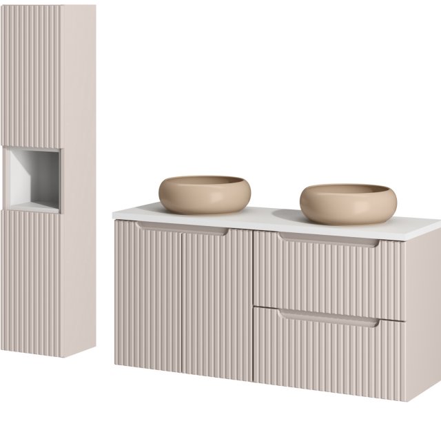 COMAD Zestaw mebli NOVA CASHMERE 2 szafki z blatem WHITE 120 cm, 2 um