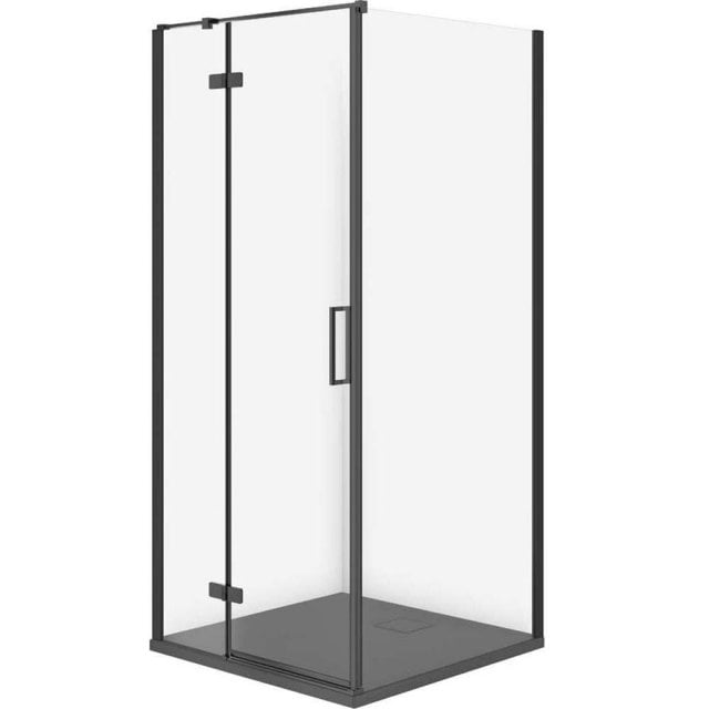 CERSANIT Kabina prysznicowa JOTA lewa czarna 90x90 z brodzikiem TAKO