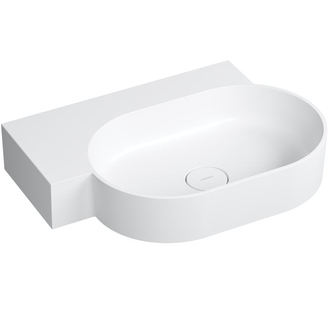 OMNIRES Umywalka nablatowa OVO M+ wisząca-lewa 64x44 cm biały mat OVO