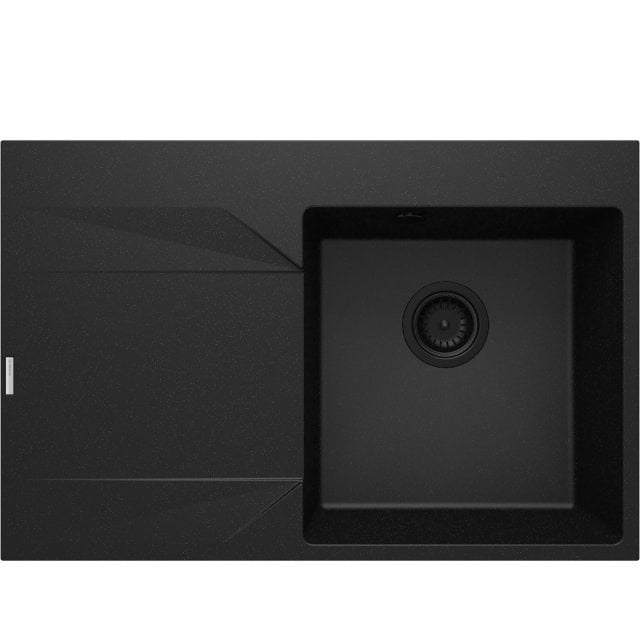 DEANTE Zlewozmywak granitowy EVORA grafitowy metalik 1-komorowy z oci