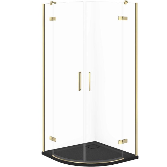 CERSANIT Zestaw kabina półokrągła JOTA 80x80 złota, brodzik TAKO SLIM