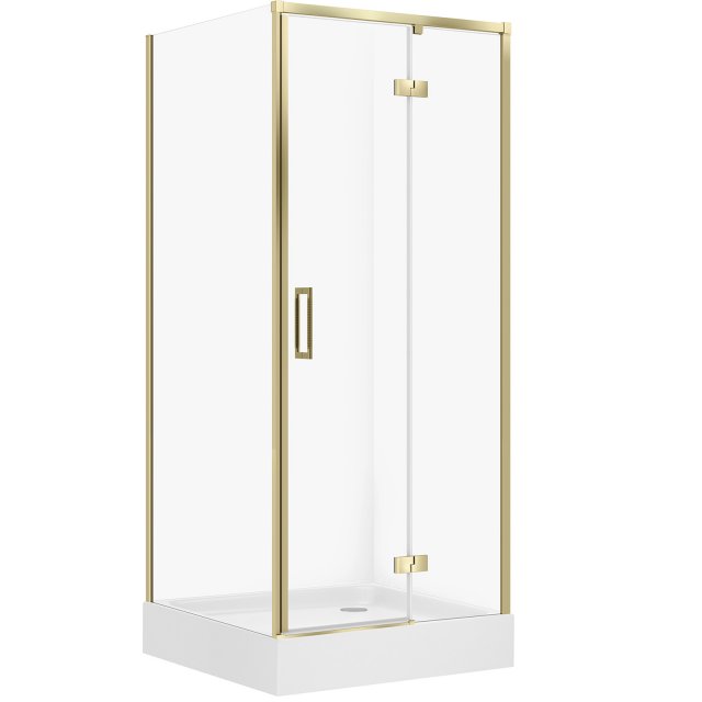 CERSANIT Kabina prysznicowa LARGA prawa 80x80x195 złota mat z brodzik