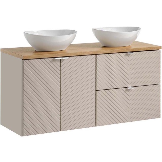 COMAD Zestaw mebli VIVA CASHMERE 2 szafki z blatem OAK 120 cm, 2 umyw