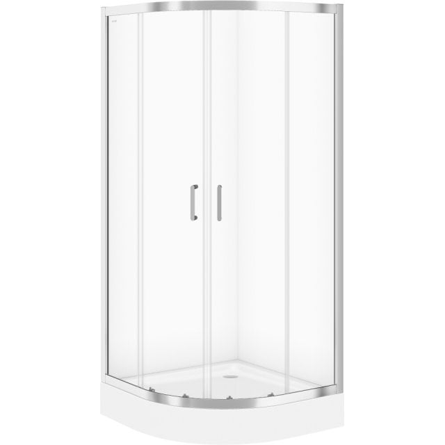 CERSANIT Zestaw: Kabina prysznicowa półokrągła ZIP chrom 90x190 + bro