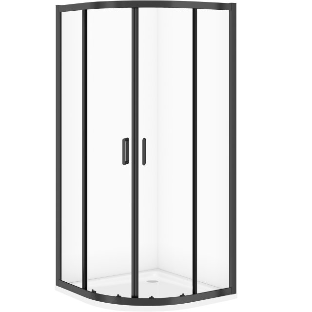 CERSANIT Zestaw kabina ARTECO półokrągła 90x190 czarna z brodzikiem T