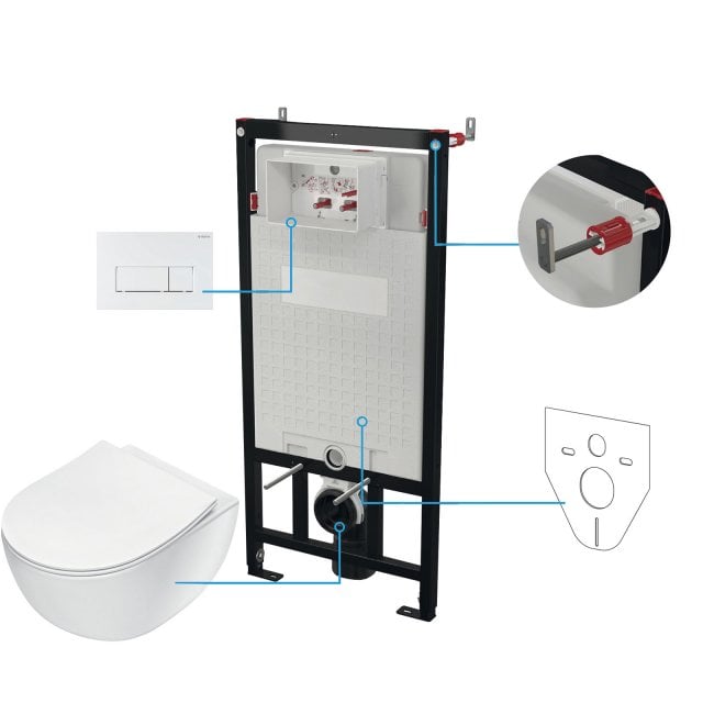 DEANTE Stelaż podtynkowy mechaniczny, miska bezkołnierzowa PEONIA bia