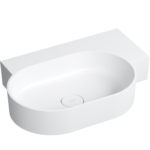 OMNIRES Umywalka nablatowa OVO M+ wisząca-prawa 64x44 cm biały mat OV