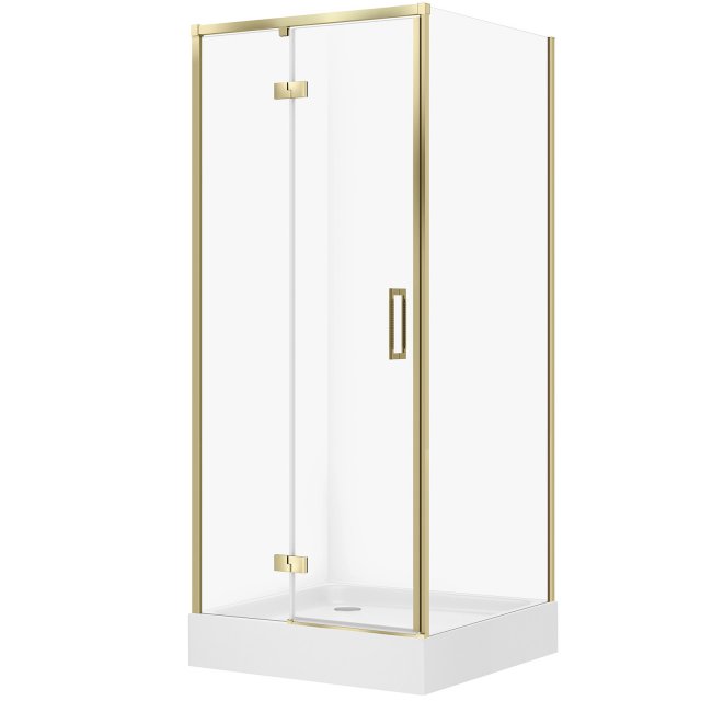 CERSANIT Kabina prysznicowa LARGA lewa 90x90x195 złota mat z brodziki