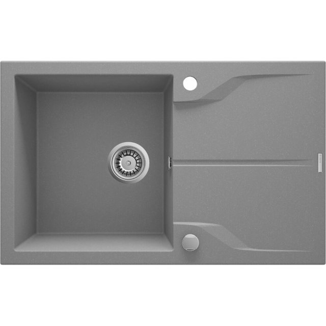 DEANTE Zlewozmywak granitowy ANDANTE szary metalik 1-komorowy z ociek