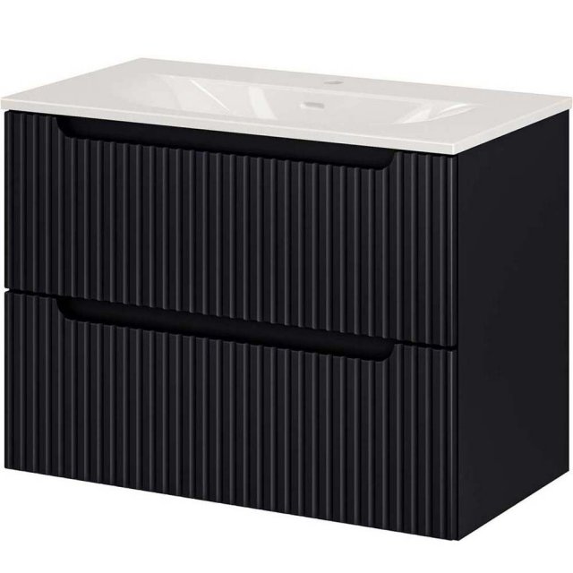 COMAD Szafka NOVA BLACK z umywalką meblową SKY 80 cm