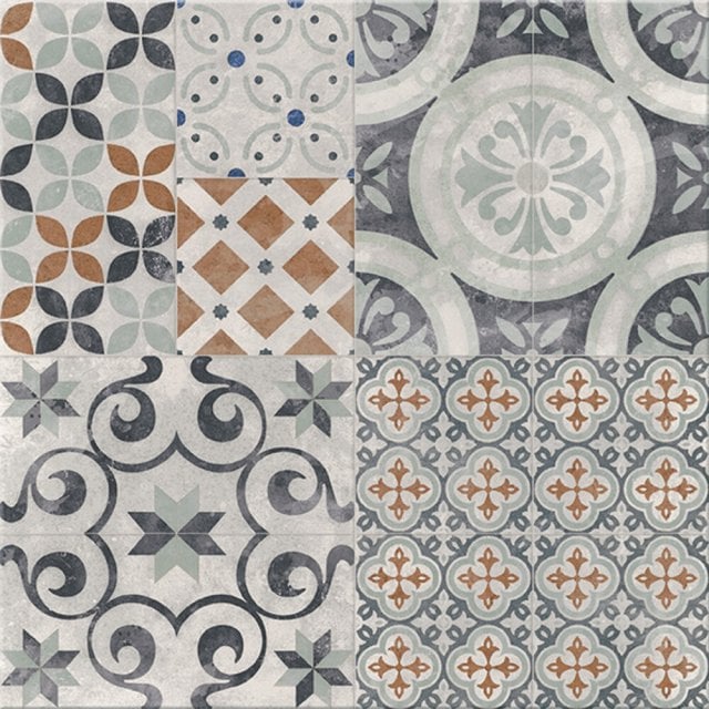 Gres szkliwiony PATCHWORK multikolor TWO satin 42x42 gat. I Cersanit