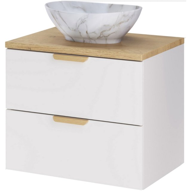 COMAD Zestaw mebli ASTER WHITE szafka z blatem CREMONA 60 cm, umywalk