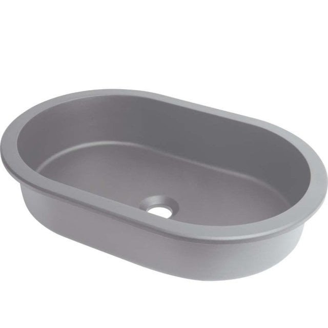 DEANTE Umywalka wpuszczana w blat SILIA granitowa owalna szary metali