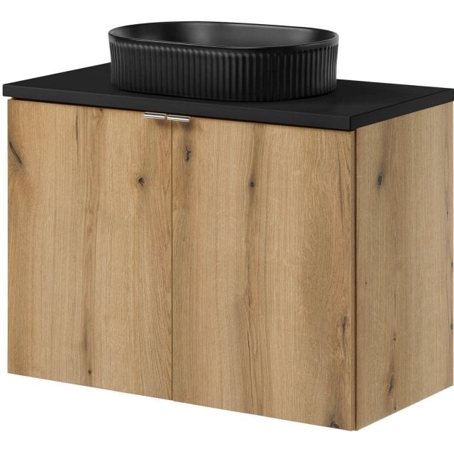 COMAD Zestaw mebli NOVA OAK szafka z drzwiami z blatem BLACK 80 cm, u