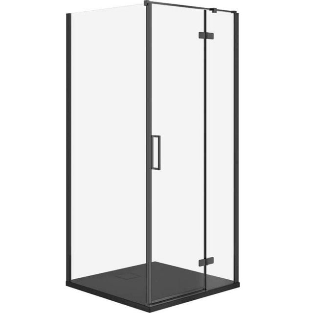 CERSANIT Kabina prysznicowa JOTA prawa czarna 90x90 z brodzikiem TAKO