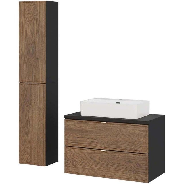 COMAD Zestaw mebli TALIA CASELLA szafka z blatem BLACK 80 cm, umywalk