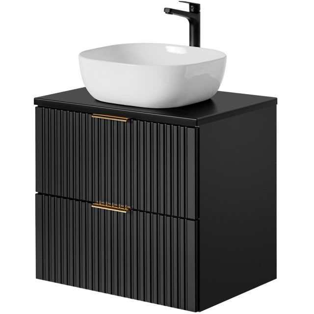 COMAD Zestaw mebli ADEL BLACK szafka z blatem 60 cm, umywalka SMILE