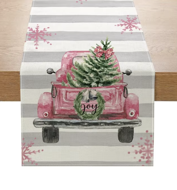 Lniany bieżnik świąteczny 183x33 cm