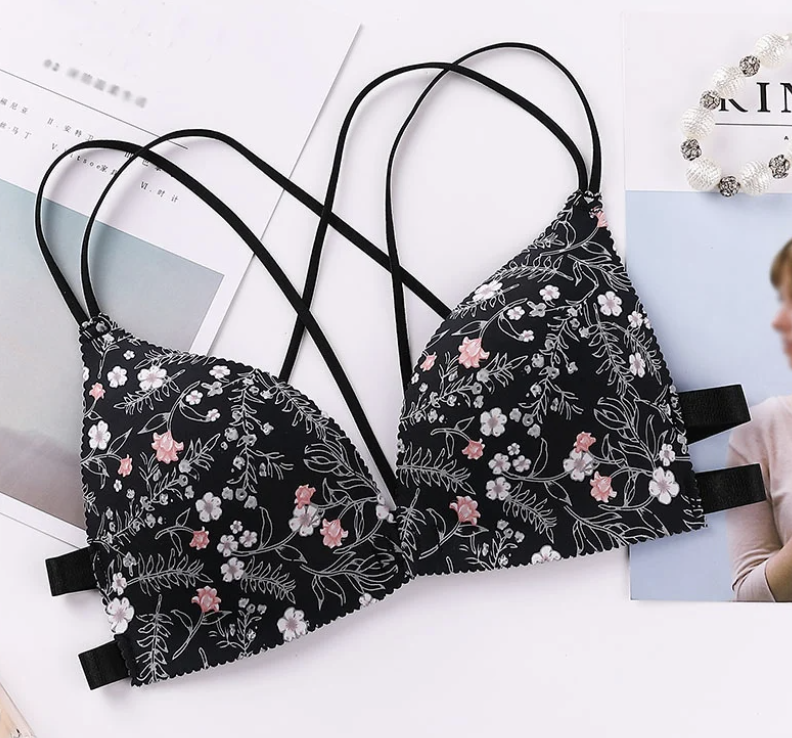 Biustonosz damski kwiatowy zapinany z przodu V16