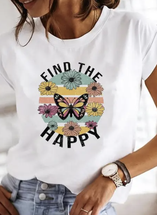 Bluzka damska t-shirt krótki rękaw L02