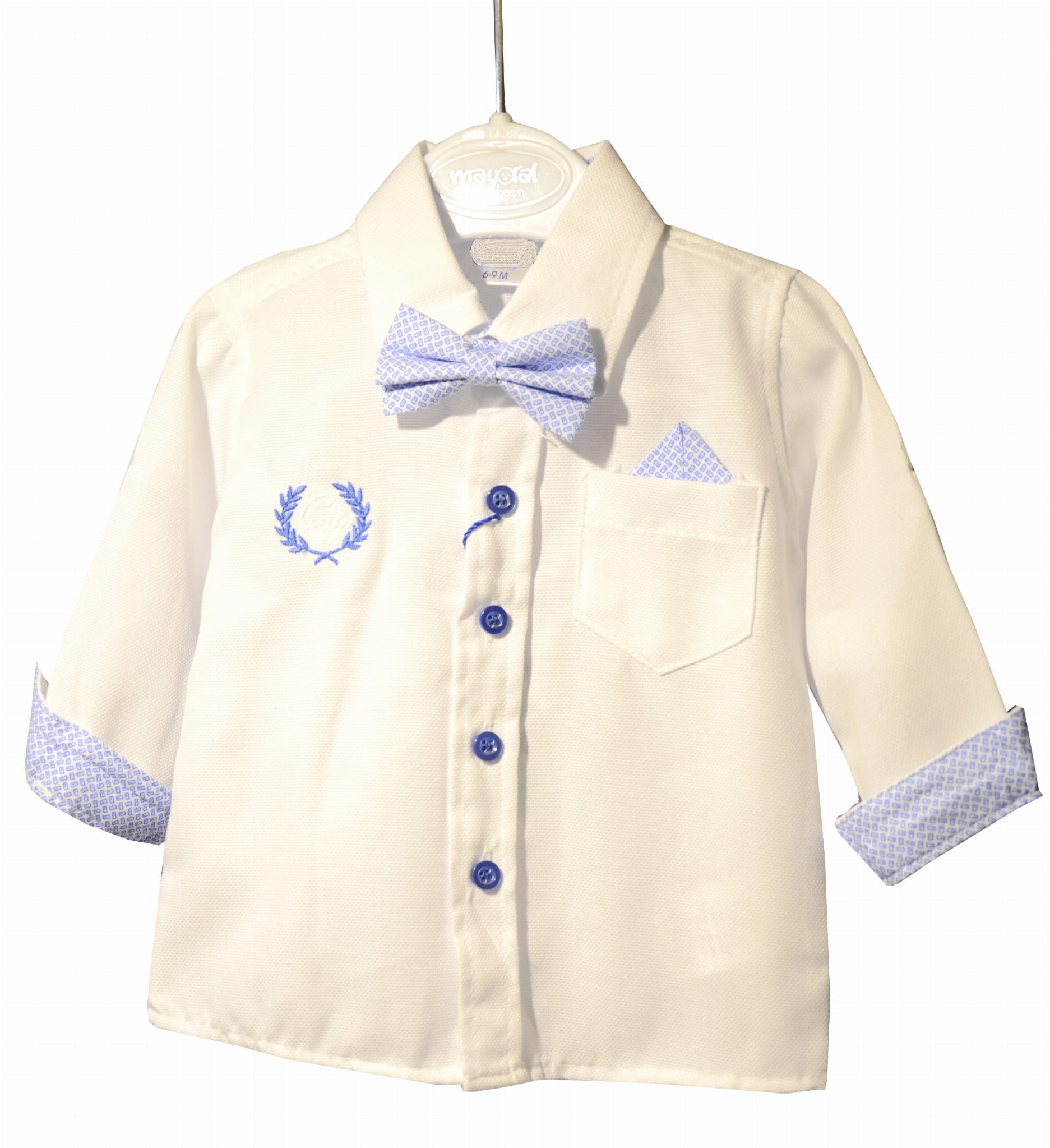 Elegancka koszula z muszką dla chłopca do chrztu