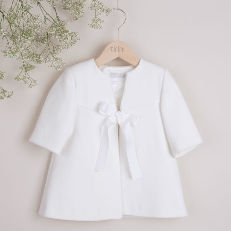 Płaszczyk dla dziewczynki do chrztu ecru Premium