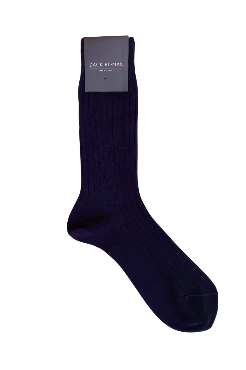 Skarpetki granatowe żebrowane bawełniane