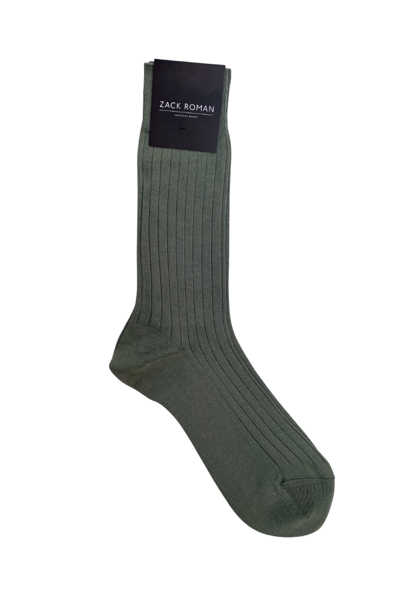 Skarpetki miętowe żebrowane bawełniane