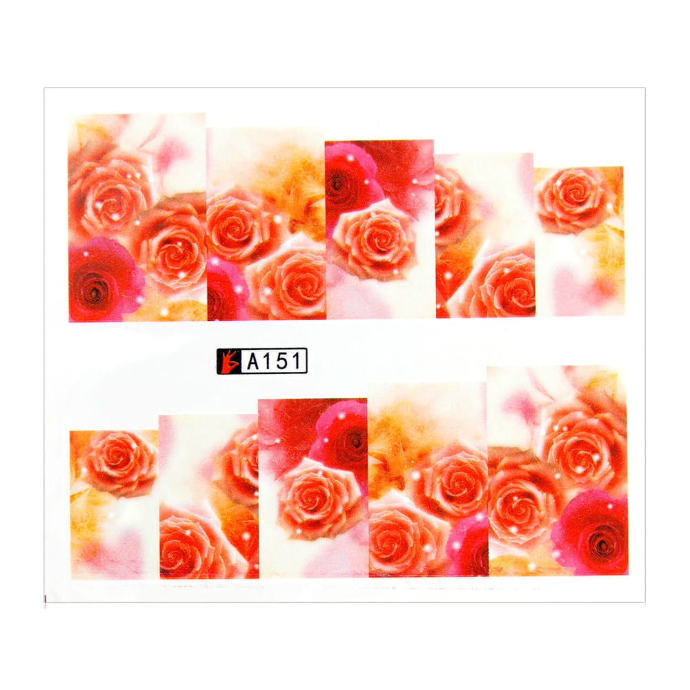 Naklejki wodne do paznokci arkusz 6,5 x 5,5 cm na 10 palców a Nr 151