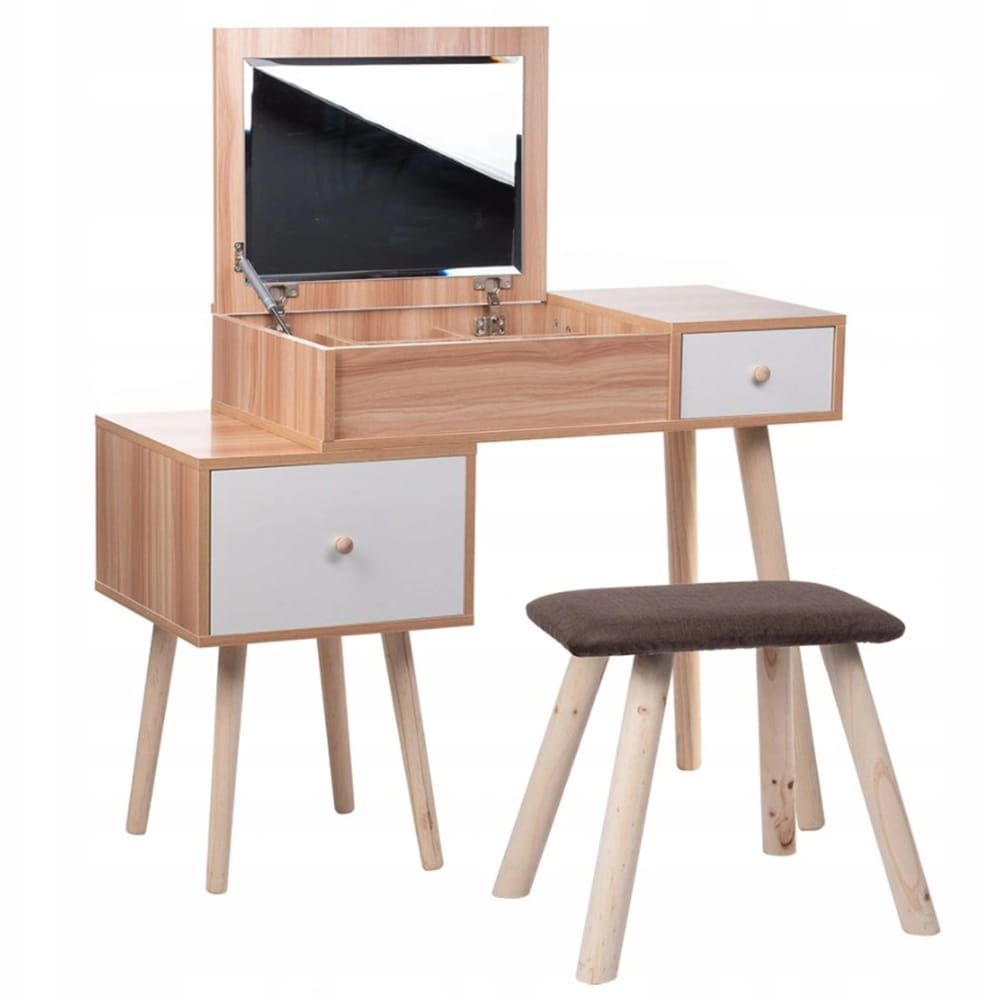 BS Toaletka Stella lustro 2 szuflady + taboret