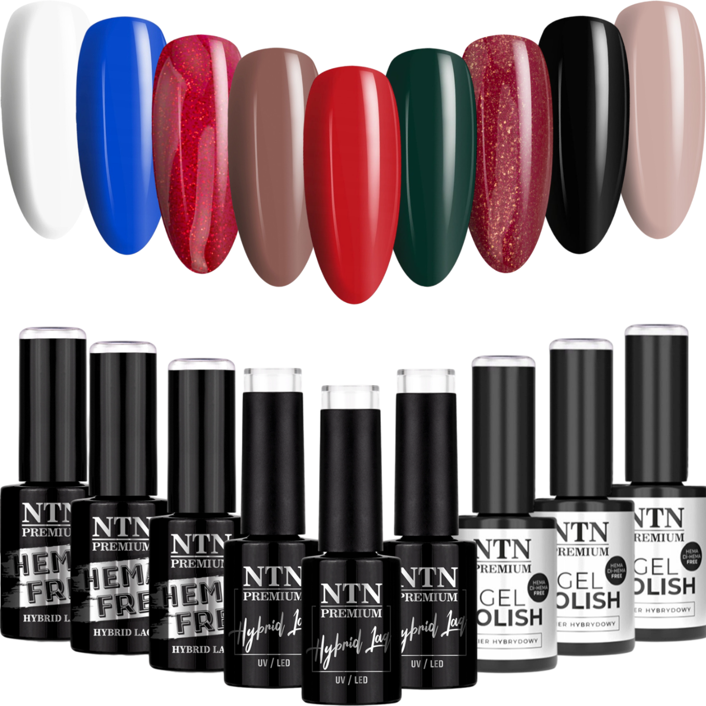 9x Lakier Hybrydowy NTN 5g Top of The Year Najpopularniejsze Kolory ZESTAW 9w1