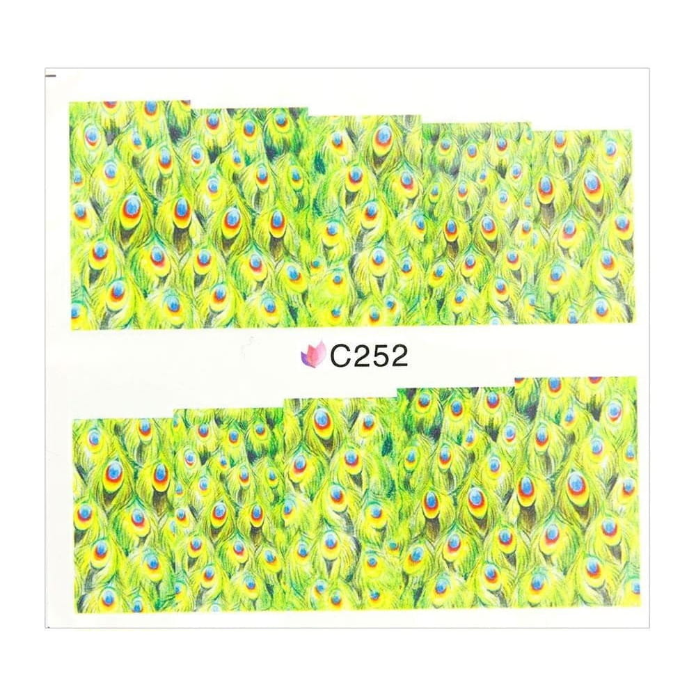 Naklejki wodne do paznokci arkusz 7 x 6,5 cm na 10 palców Nr c252