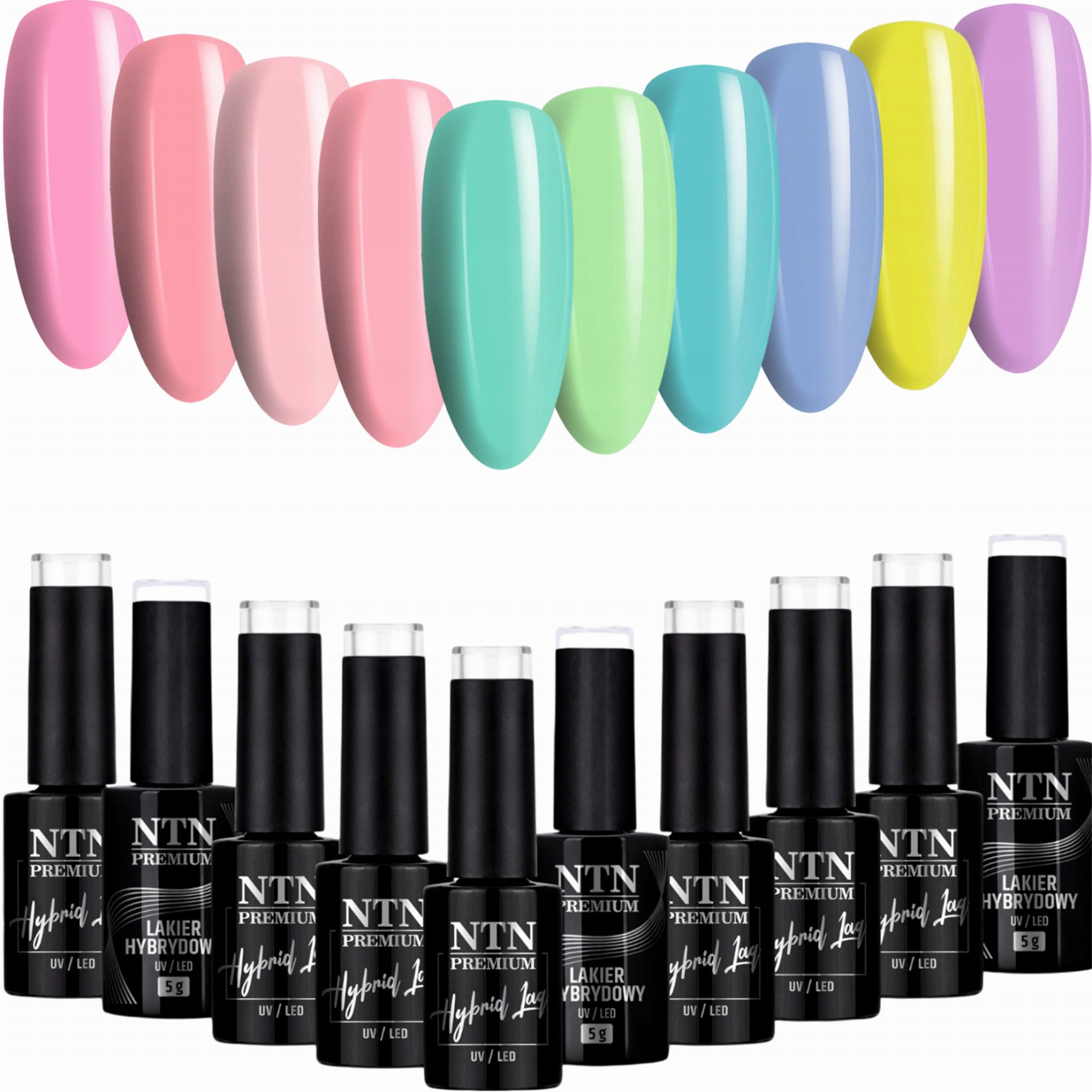 10x Lakier Hybrydowy NTN 5g Wiosna Spring Wiosenne Pastelowe Kolory