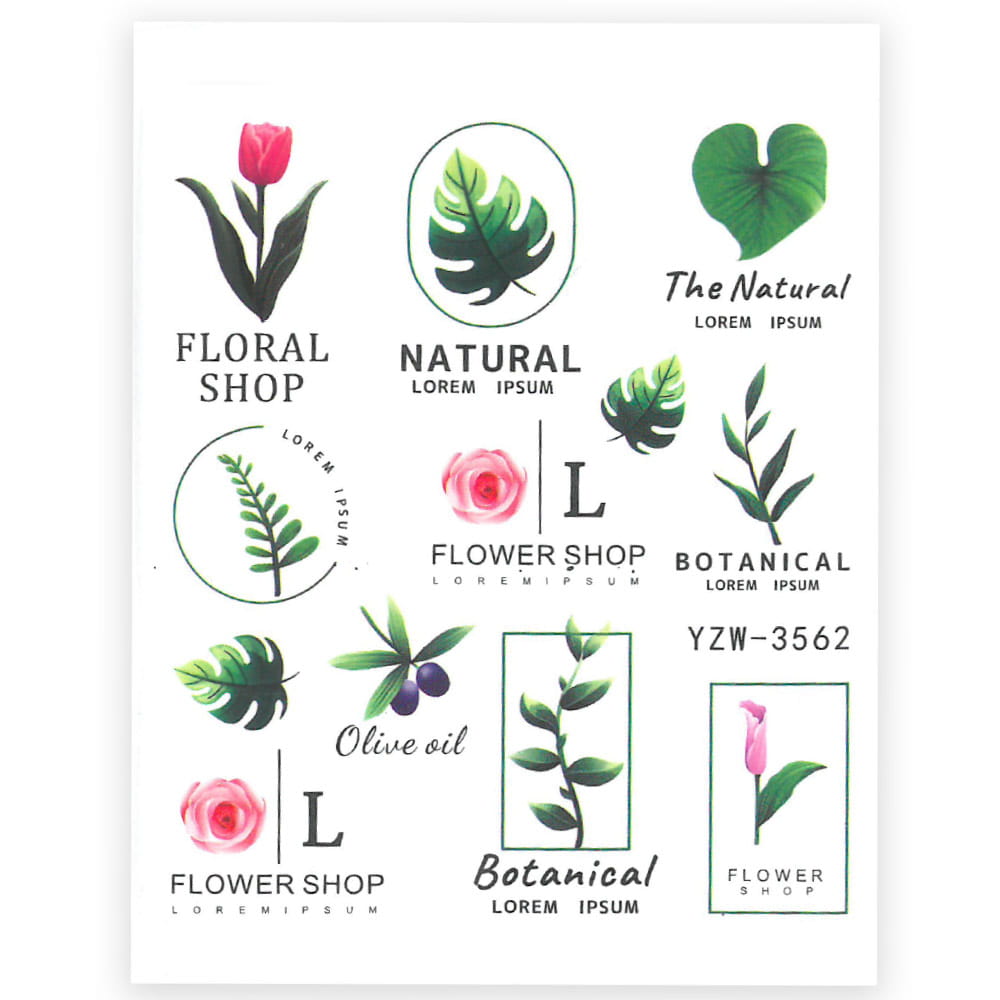 Naklejki wodne do paznokci rośliny YZW-3562