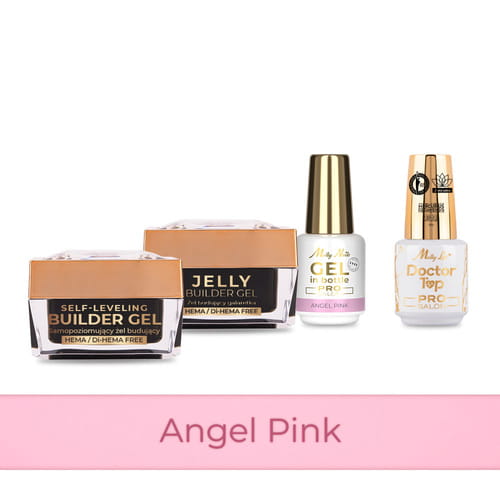 Molly Nails PRO MATCH SYSTEM 3+1 Angel Pink: 3 żele budujące + Doctor Top 15g